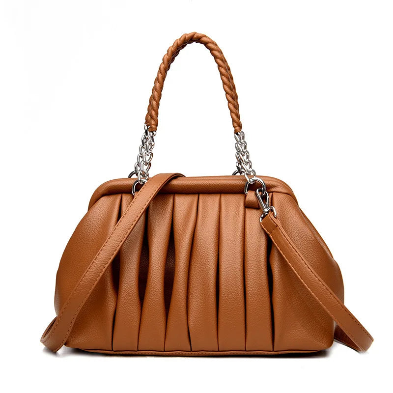 🍒Luxury large capacity pu leather women's crossbody bag Vintage style shoulder bag chain handbags for ladies Fashion carry bag