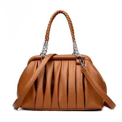 🍒Luxury large capacity pu leather women's crossbody bag Vintage style shoulder bag chain handbags for ladies Fashion carry bag