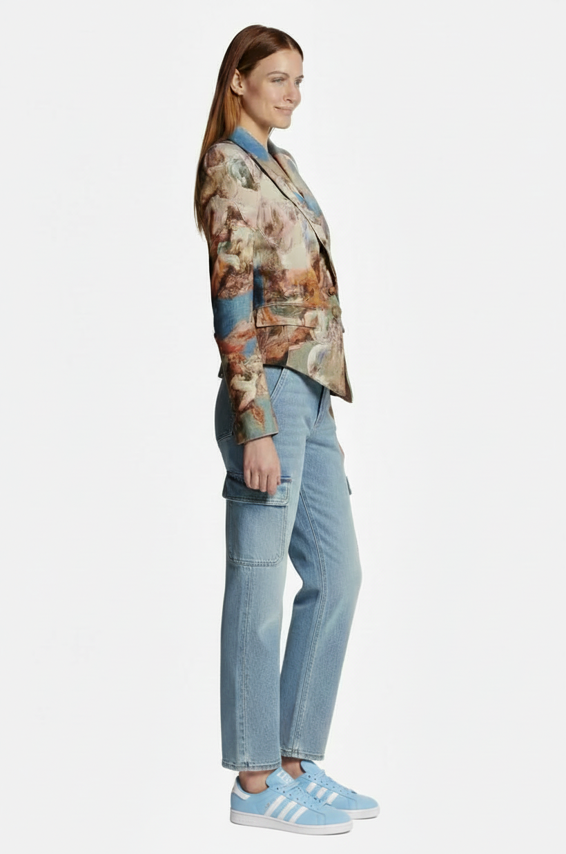 🍒Womens vintage printed blazer long sleeve button Jacket plus cross lace-up mini slim skirts sets evening wear clothing cherub classic print suit occasion party wear CROSS out boring SUITs on your list and get CLASSIC