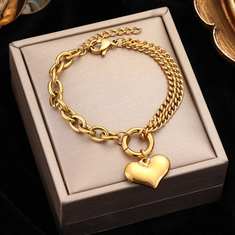🍒Stainless steel star bracelet gold colour star charm moon starfish bracelet trendy wrist chain for women Jewellrey gifts  party accessories FISH Out This STAR