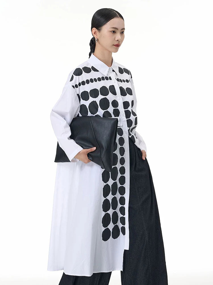 🍒Kolletjiehemp swart en wit elegante plusgrootte midi-rok lente herfs mode langmou mode slim gemaklike drag vir vroue Spot On Shirt