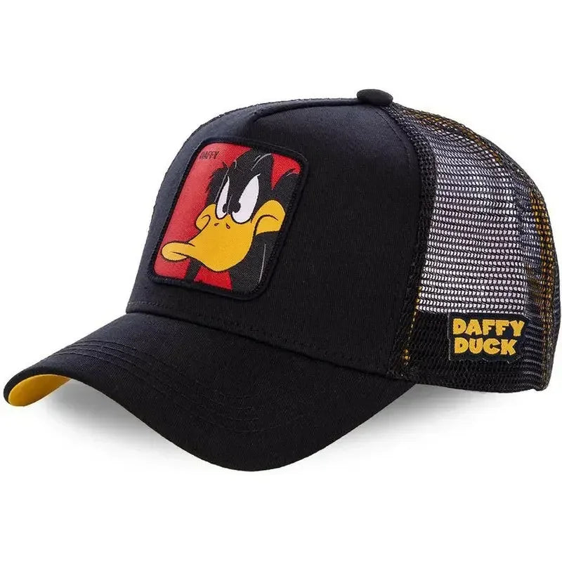 🍒Tekenprent bofbalpet hoë kwaliteit unisex geborduurde pleister bofbalpet unisex vragmotorpet net hoede vir vroue sonhoed