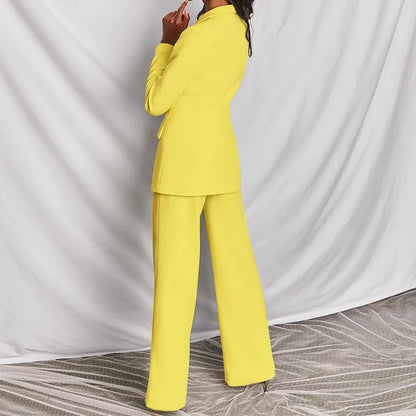 🍒Wide leg trousers and jacket summer pants for women fashion two pieces sets Luxury and elegant blazer and wide leg trouser party occasion wear feel fabulous flambouant flamingo fashion