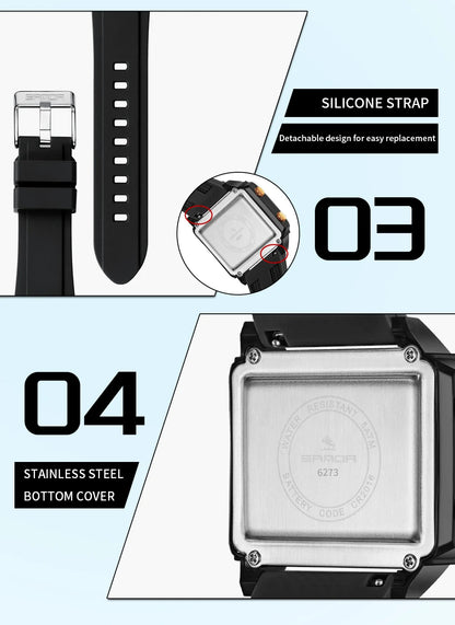 🍒Fashion electronic watches unisex luminous calendar time piece waterproof clock outdoor sports Casual Ladies Digital Wristwatch  Face The Day With A Big Face