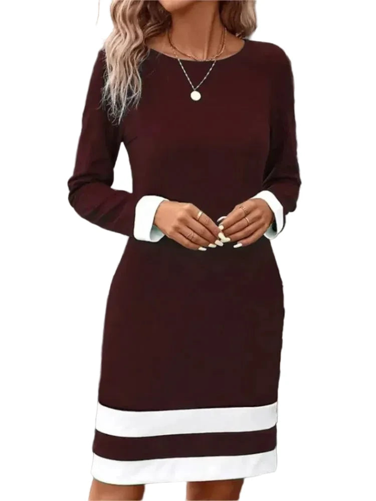 🍒Autumn winter fashion slim fitting long sleeve knitted dress women round neck outfit female smart casual clothes Cool Fashion Lines