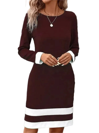🍒Autumn winter fashion slim fitting long sleeve knitted dress women round neck outfit female smart casual clothes Cool Fashion Lines