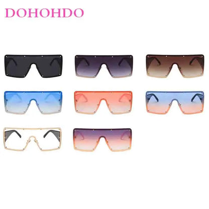 🍒Grootraam sonbril unisex dames randlose eenstuk-wye-raam sonbril modebril UV400 beskerming Sien Deur Prettige Sonbrille