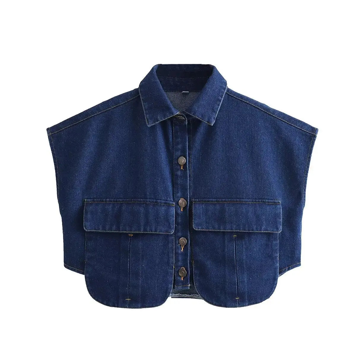 🍒Women's summer cropped shirt sleeveless blouse top ladies elegant with large pockets vintage style chic casual solid summer clothing high end cardigan denim top Pocket This Crop