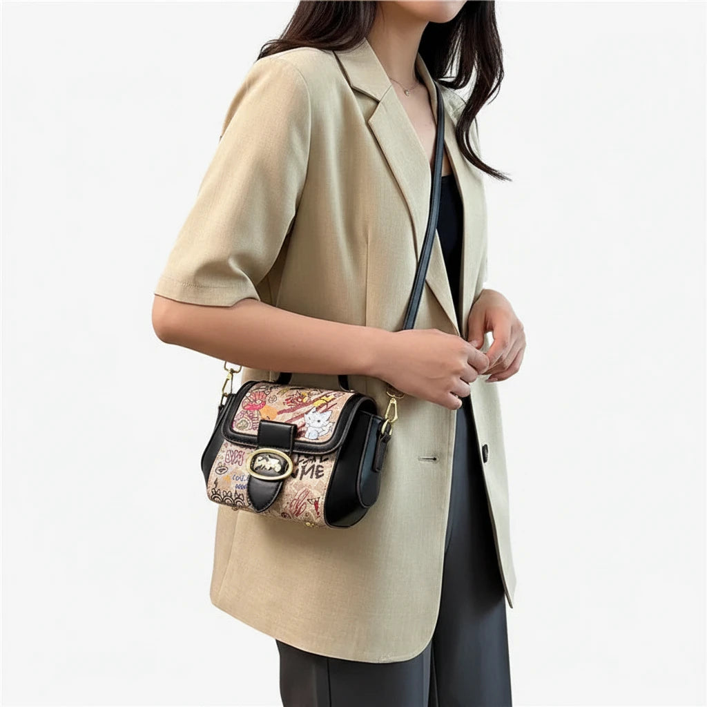 🍒涂鸦手提包/单肩包女包设计师奢侈品斜挎包女士斜挎包粉色斜挎包休闲包 毫无谎言，这款涂鸦包可以属于你