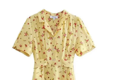 🍒knie-lengte rok lente somer klere kwaliteit slim gemaklike klere vir vroue midi mode kortmou uitrusting VASGEMAAK middellyf vasgemaakte rug elegante Dames vlootblou druk somer rok Wikkel Blomryk In Blomme