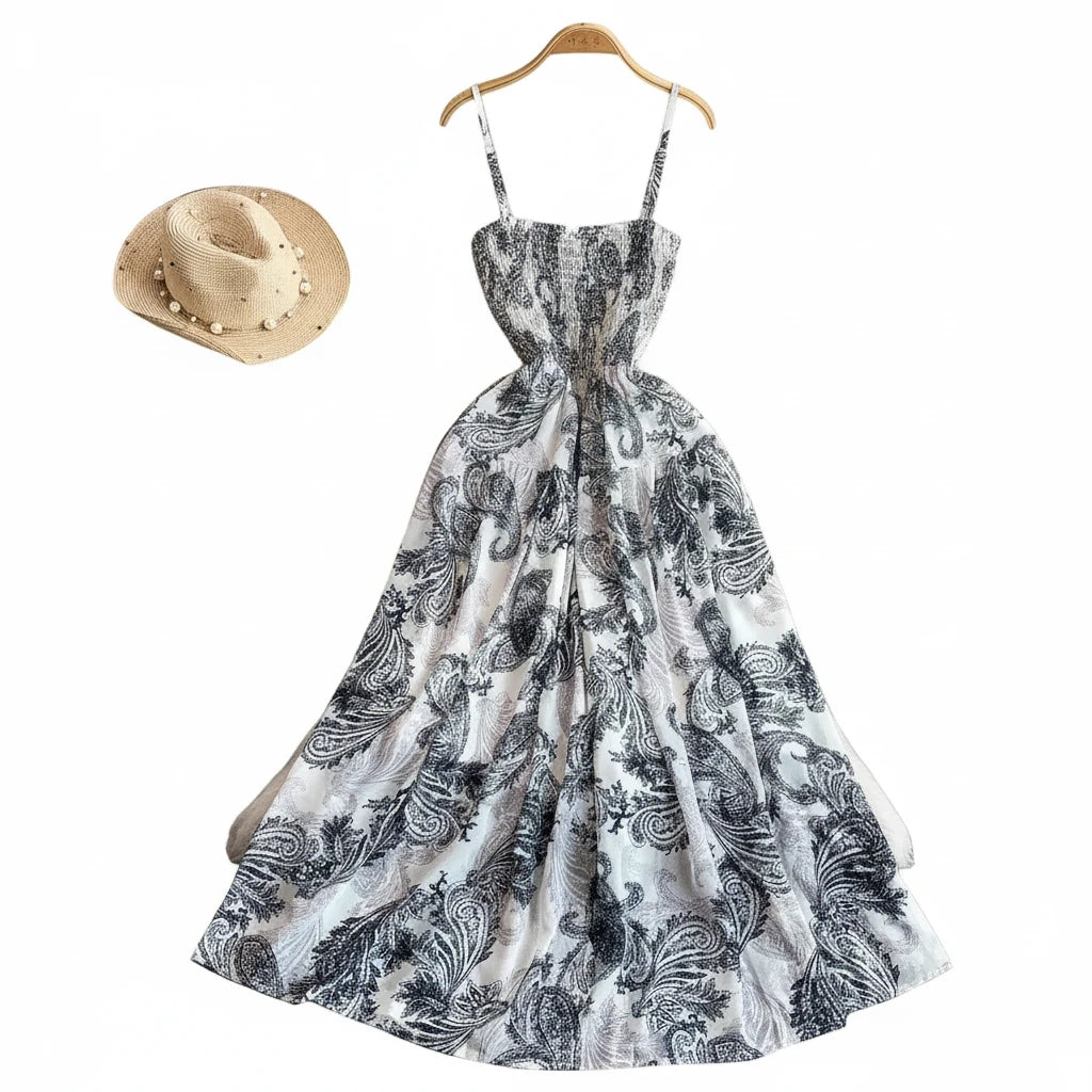 🍒Backless summer dress for women fashion beach wear slip sleeveless spaghetti straps smart casual outfit Flouncey Floral Fun