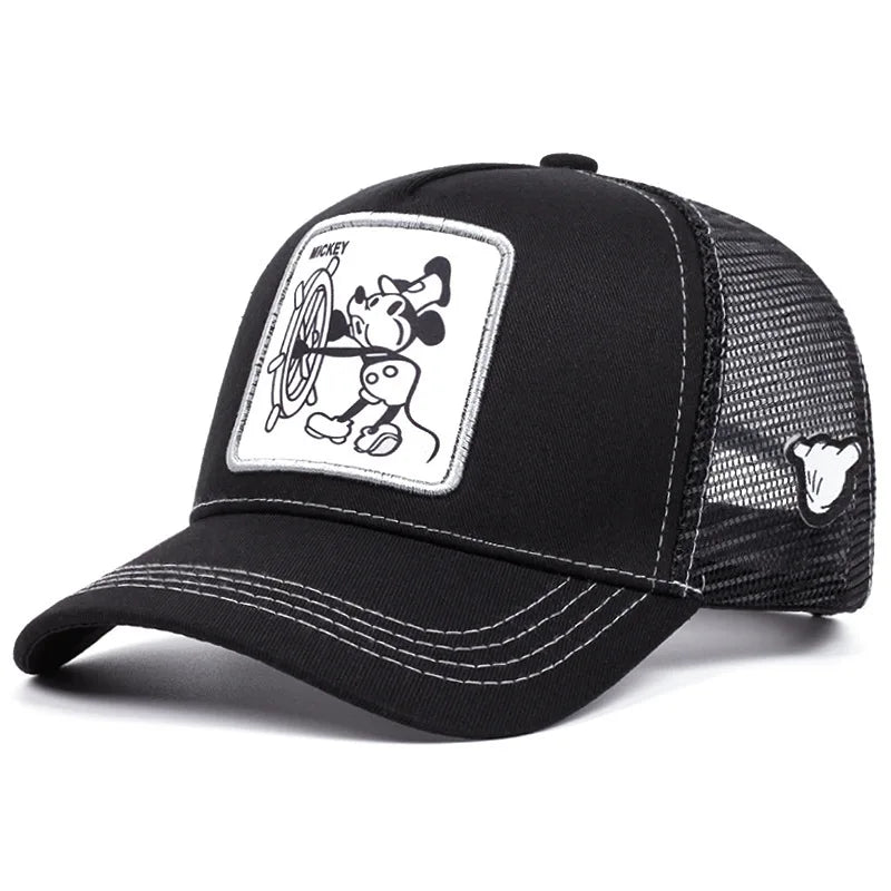 🍒Tekenprent bofbalpet hoë kwaliteit unisex geborduurde pleister bofbalpet unisex vragmotorpet net hoede vir vroue sonhoed