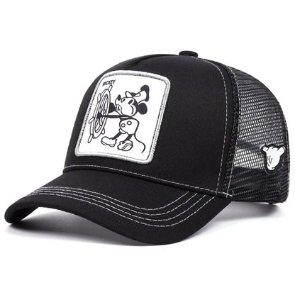 🍒Tekenprent bofbalpet hoë kwaliteit unisex geborduurde pleister bofbalpet unisex vragmotorpet net hoede vir vroue sonhoed