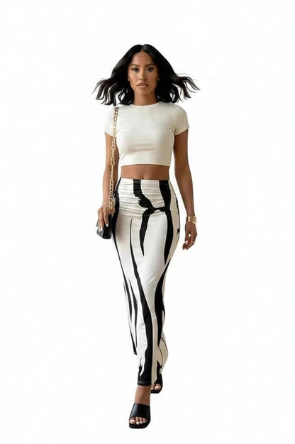 🍒Hoë middellyf maxi-romp slim gemaklike vroue-lyfpassende romp sebra lang romp gemaklike hoë middellyf uitrusting elegante sebra-druk klere elegante diere-druk modeklere