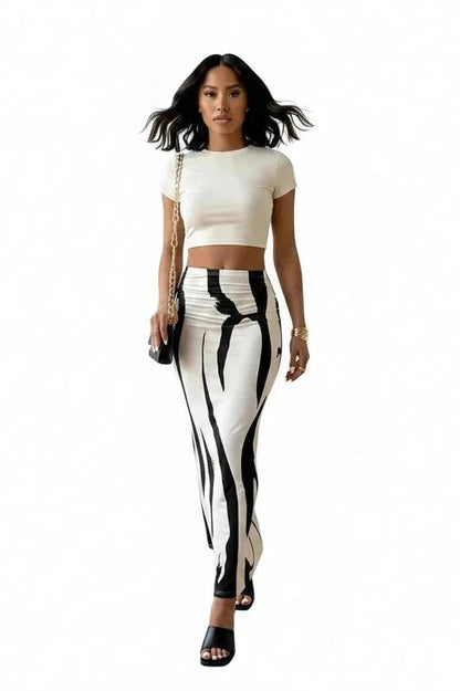 🍒Hoë middellyf maxi-romp slim gemaklike vroue-lyfpassende romp sebra lang romp gemaklike hoë middellyf uitrusting elegante sebra-druk klere elegante diere-druk modeklere