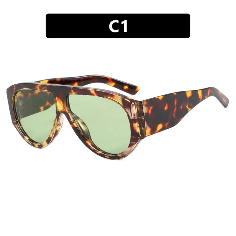 🍒Vintage ovale gradient sonbrille T sonbrille, nuwerwets ontwerper sonbrille, unisex ry sonbrille, vroue luiperd skakerings uv400wye Oog Hierdie Tier